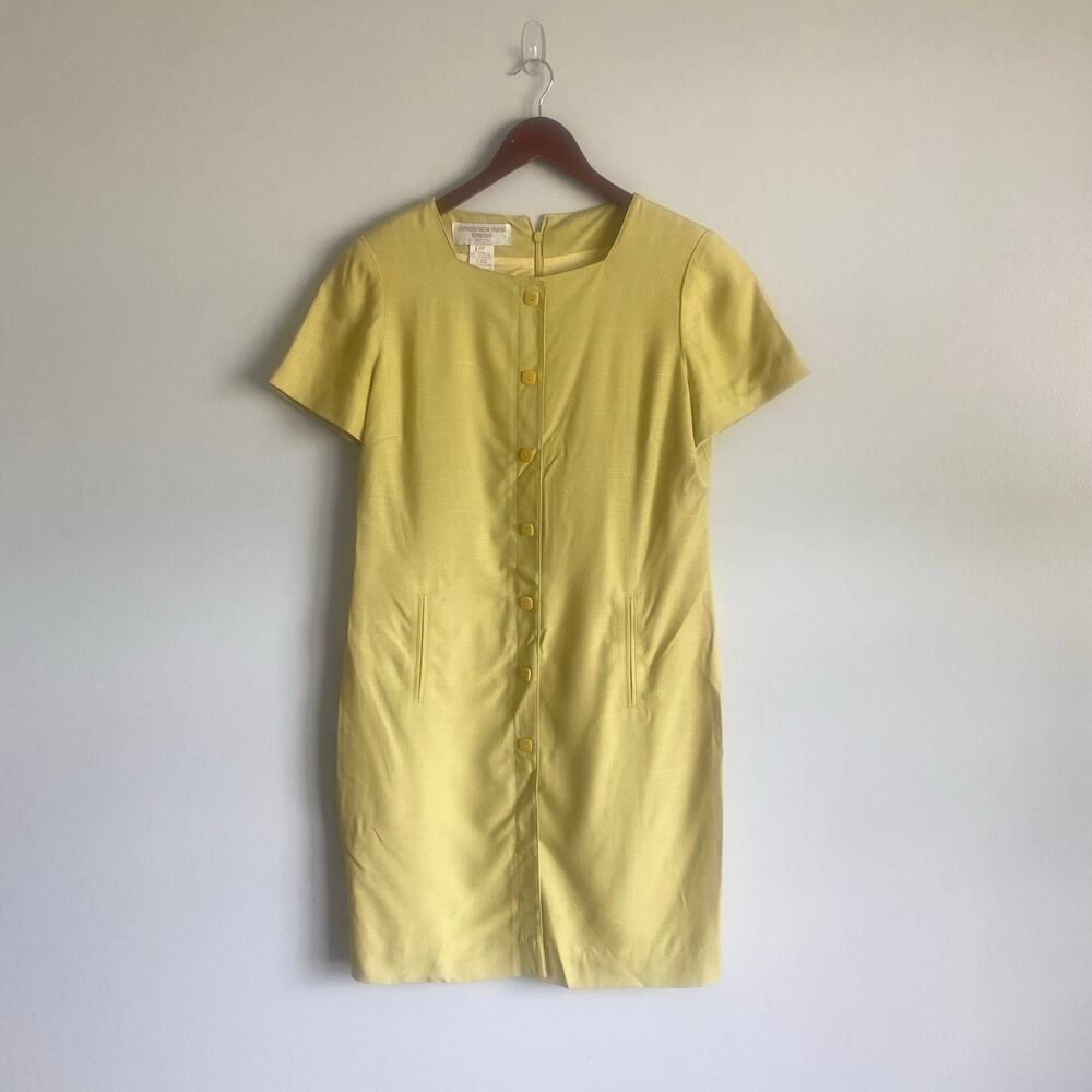 Jones New York Dress Petite Vintage Knee Length Short Sleeve Button‎ Front 10P